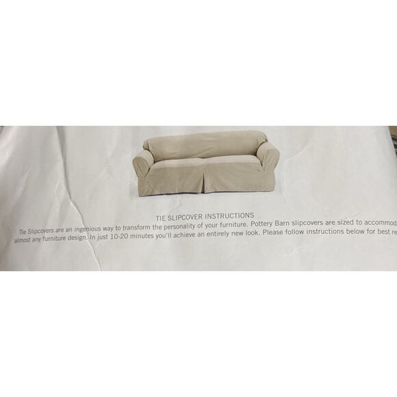 Pottery Barn Red/Cream Ticking Stripe Small Sofa Tailored Adjust SlipCover New  - Picture 3 of 16